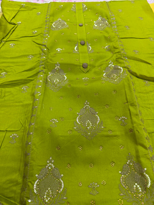 Elegant unstitched salwar suits in pure cotton with thread work and chiffon dupatta (DCUS00011)